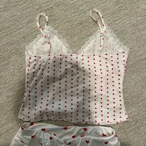 Heart Print Lace Trim Cami